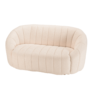 Canapé moderne 2 places tissu bouclette écru COLOMBUS